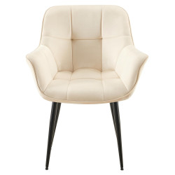 Chaise de salle à manger en velours crème Roseville