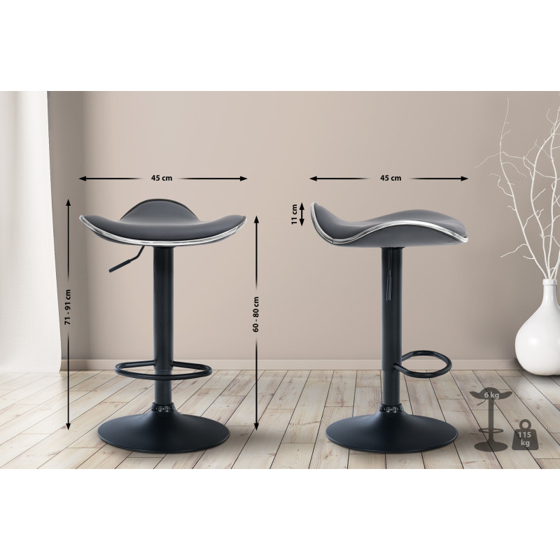 Tabouret de bar Shanghai, simili cuir gris