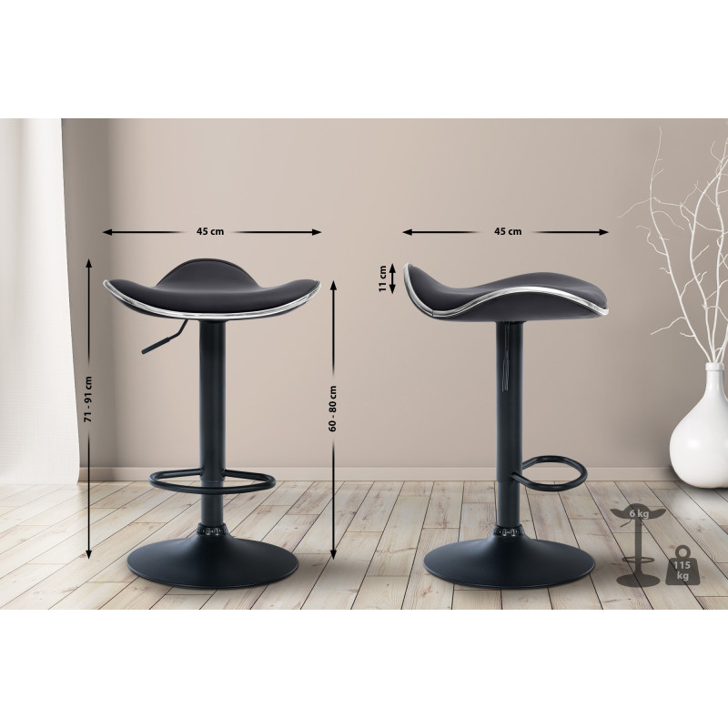 Tabouret de bar Shanghai, simili cuir noir