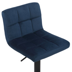 Ensemble de 4 tabourets de bar en velours Feni bleu