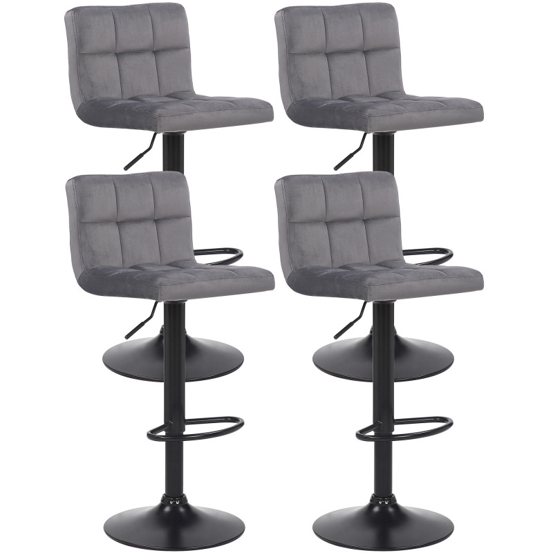Ensemble de 4 tabourets de bar en velours Feni gris