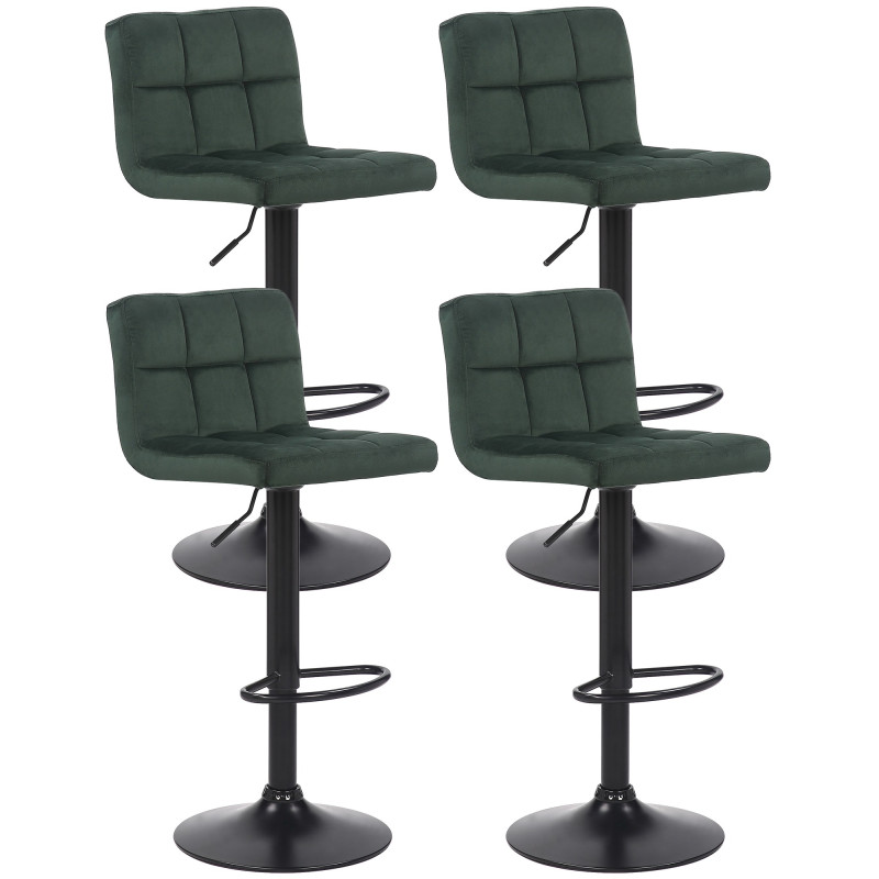 Ensemble de 4 tabourets de bar en velours Feni vert