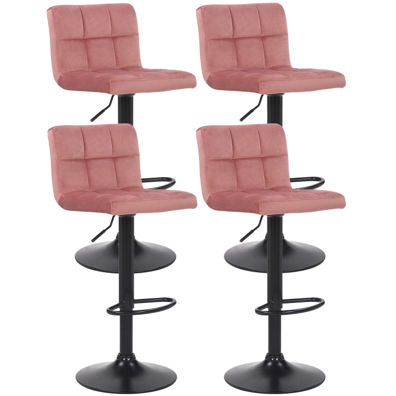 Ensemble de 4 tabourets de bar en velours Feni rose