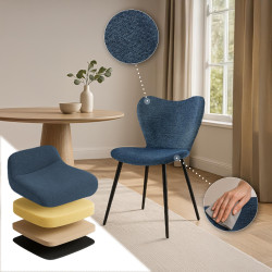 Chaise de salle à manger Maika en tissu bleu