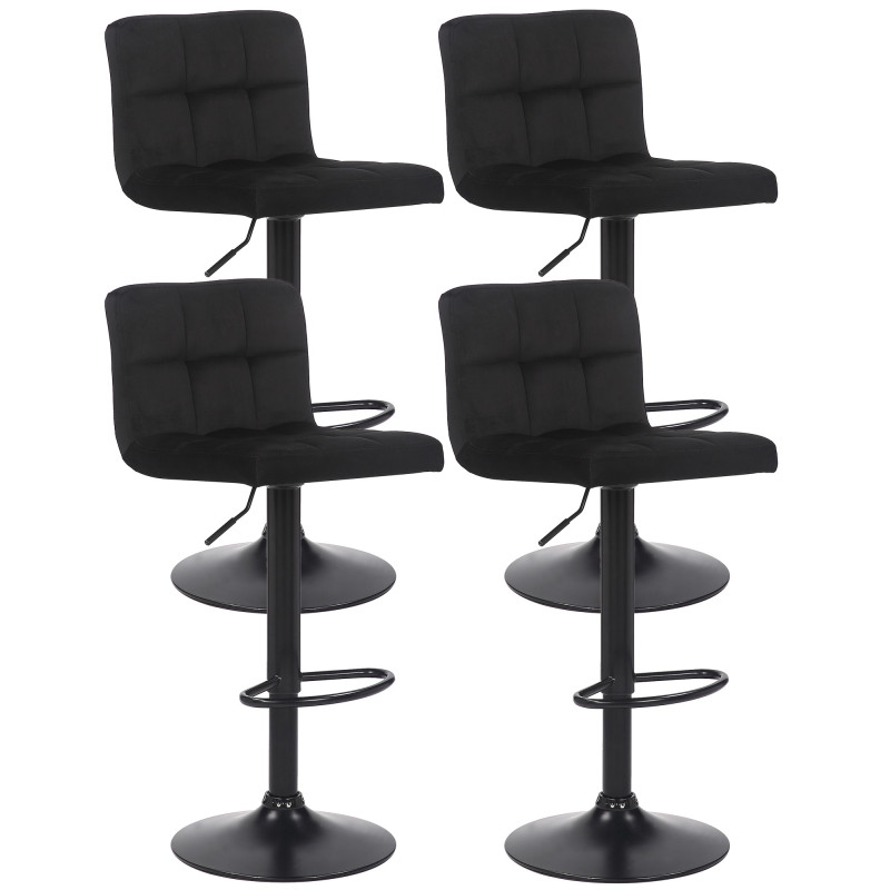 Ensemble de 4 tabourets de bar en velours Feni noir