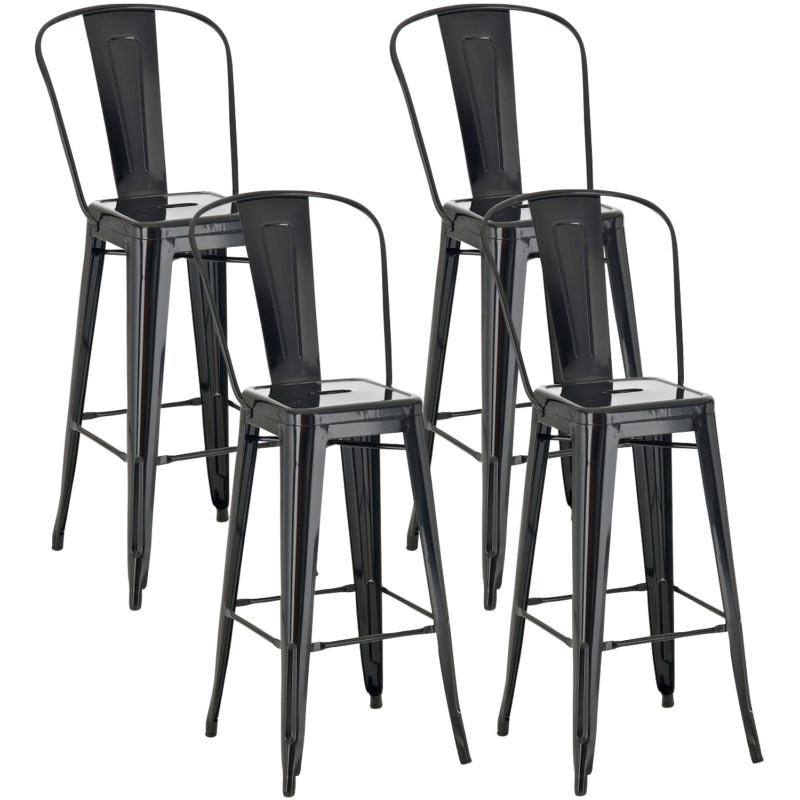 Ensemble de 4 tabourets de bar Aiden en noir