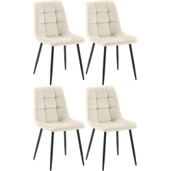 Lot de 4 chaises de salle à manger Tilde en velours crème