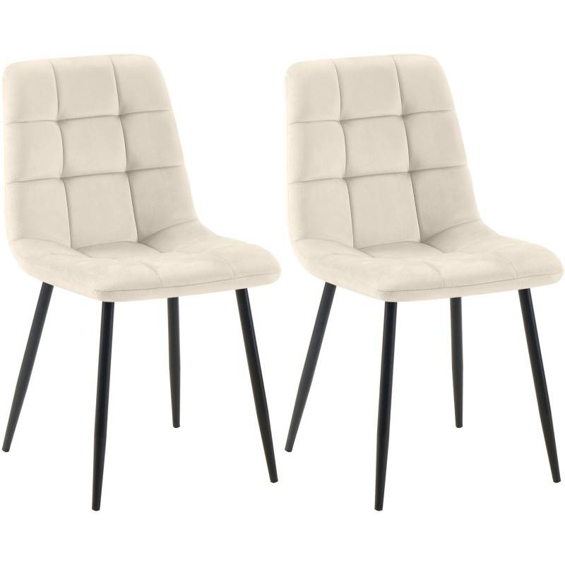 Lot de 2 chaises de salle à manger Tilde en velours crème