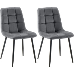 Lot de 2 chaises de salle à manger en velours Tilde gris foncé