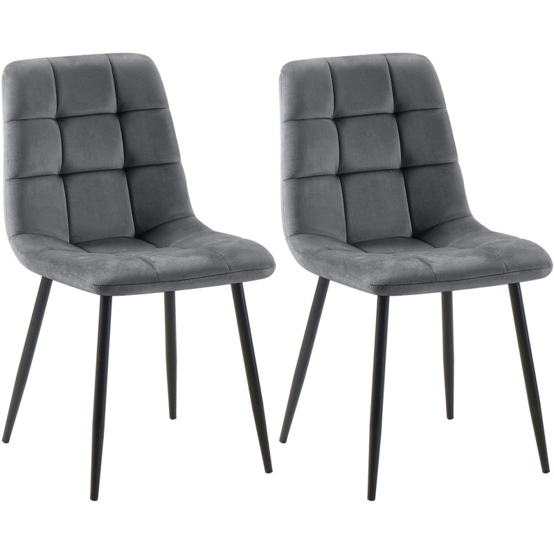 Ensemble de 2 chaises de salle à manger Tilde en velours gris foncé