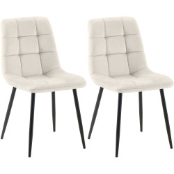 Lot de 2 chaises de salle à manger en velours Tilde blanc crème