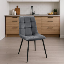 Ensemble de 4 chaises de salle à manger Tilde en velours gris foncé