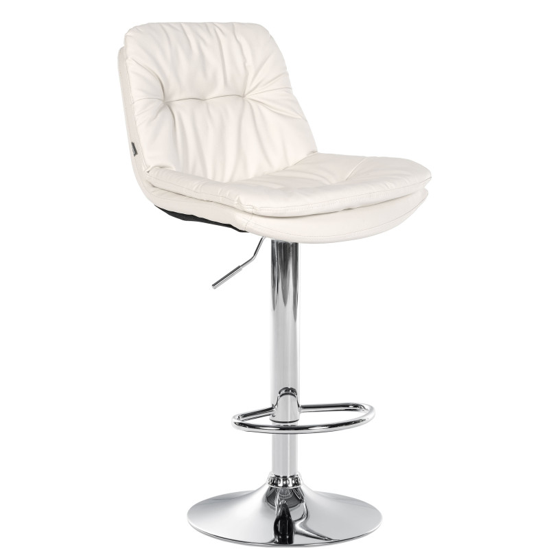 Tabouret de bar Laurel, similicuir, chrome blanc