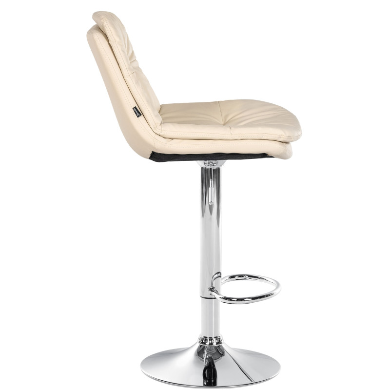 Tabouret de bar Laurel, similicuir, chrome crème