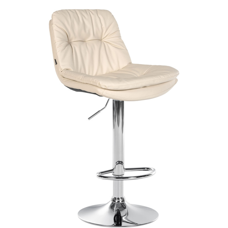 Tabouret de bar Laurel, similicuir, chrome crème