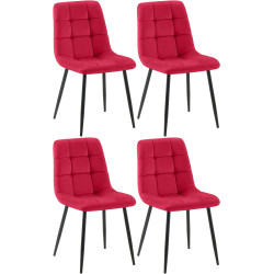 Lot de 4 chaises de salle à manger Tilde en velours rouge