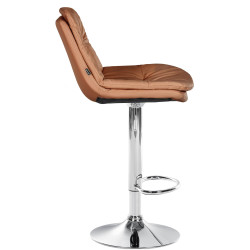 Tabouret de bar Laurel, similicuir, chrome marron clair