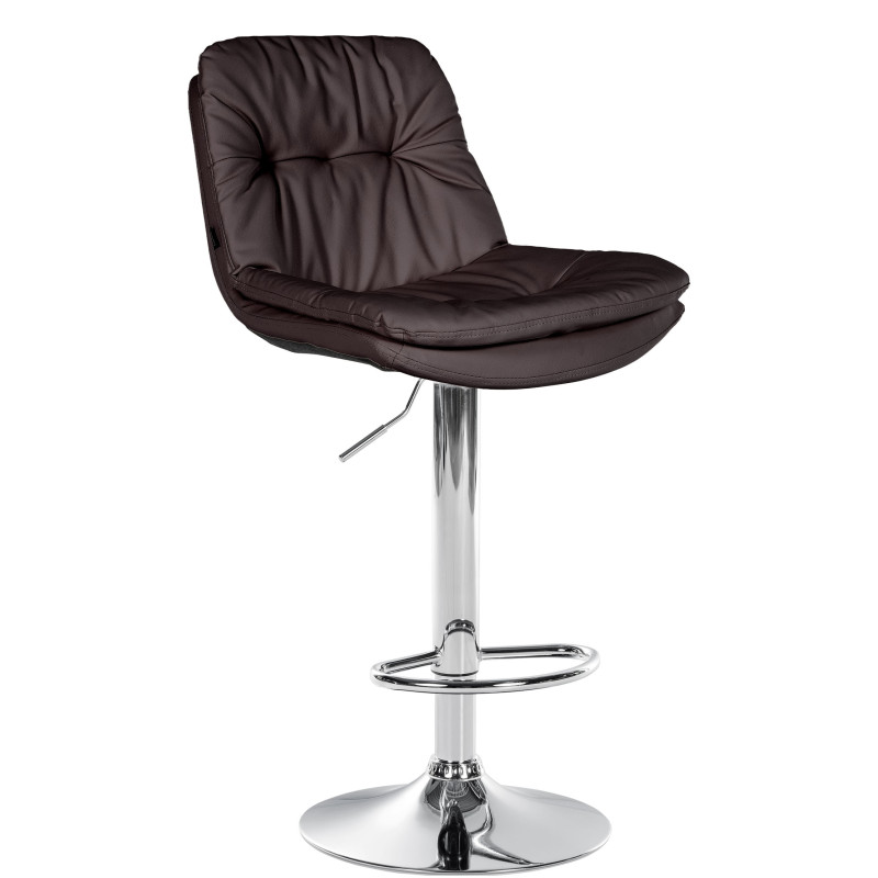 Tabouret de bar Laurel, similicuir, chrome brun