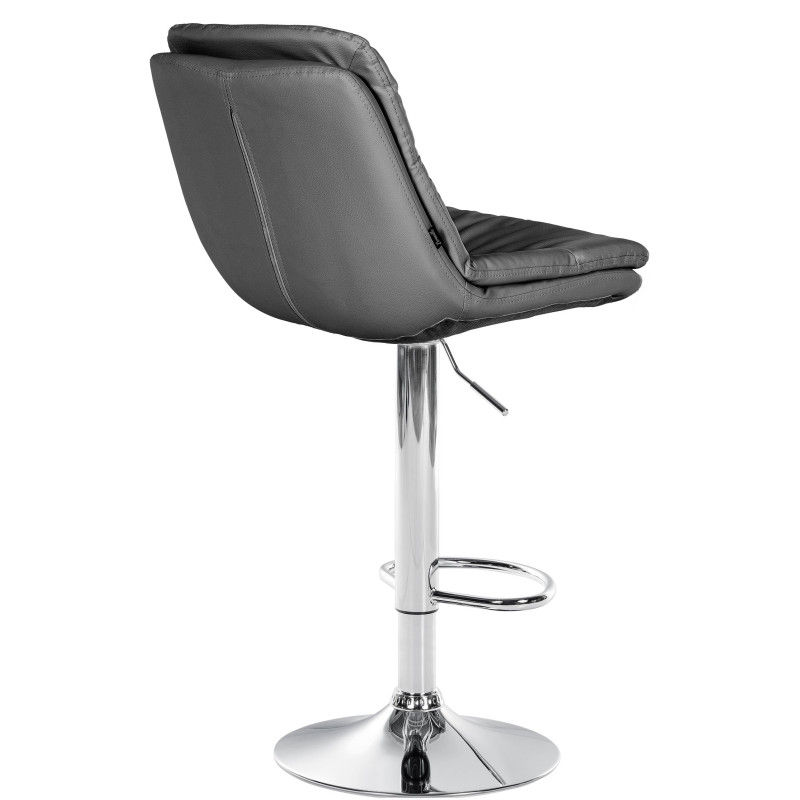 Tabouret de bar Laurel, similicuir, chrome gris