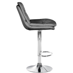 Tabouret de bar Laurel, similicuir, chrome gris