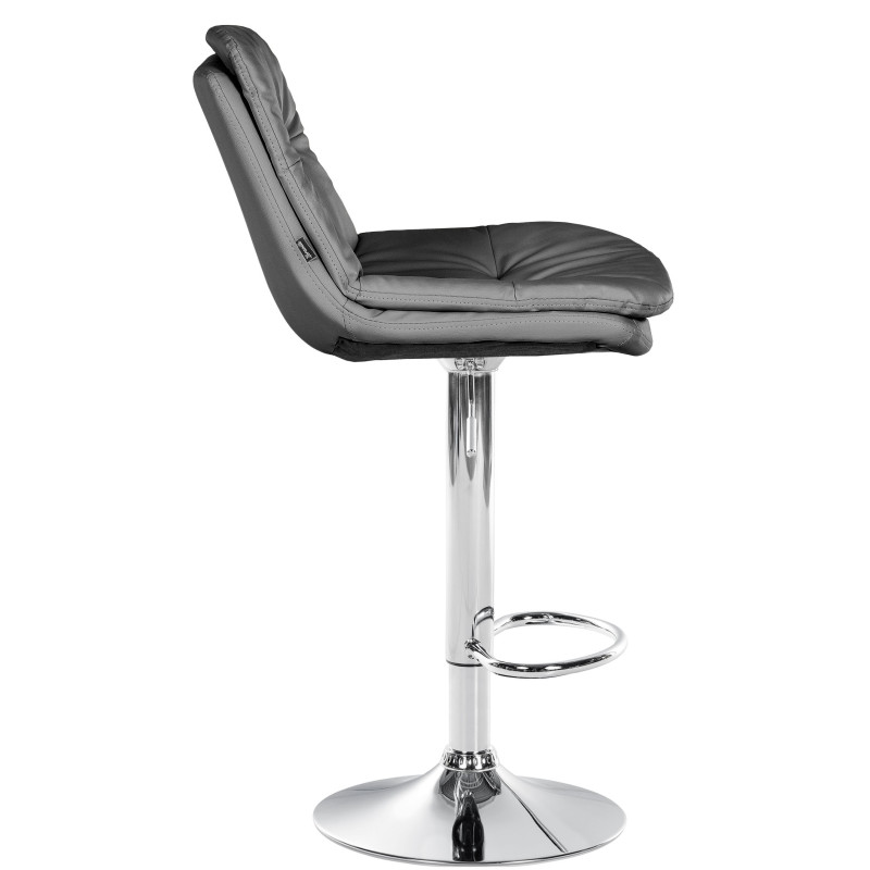 Tabouret de bar Laurel, similicuir, chrome gris