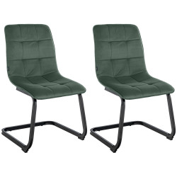 Ensemble de 2 chaises de salle à manger Vermont en velours vert foncé