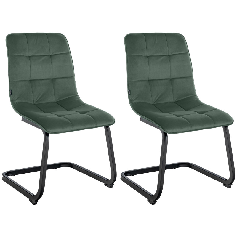 Lot de 2 chaises de salle à manger Vermont en velours vert foncé