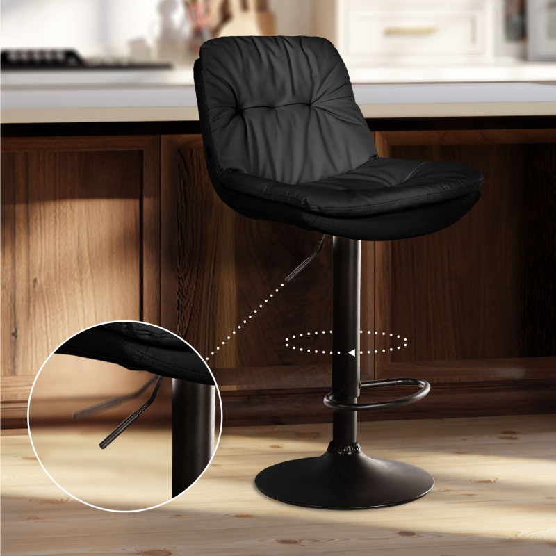 Tabouret de bar Laurel, simili cuir noir