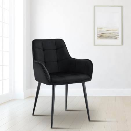 Chaise de salle à manger Ferndale en velours noir