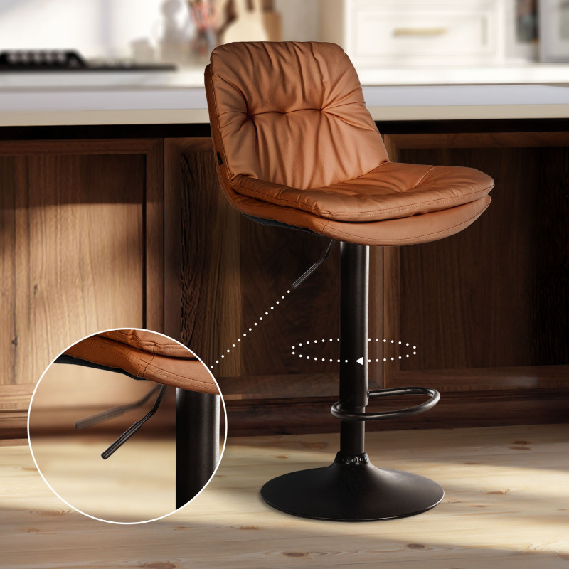 Tabouret de bar Laurel, simili cuir marron clair