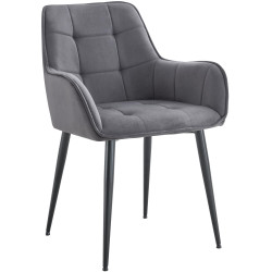 Chaise de salle à manger en velours Ferndale gris foncé