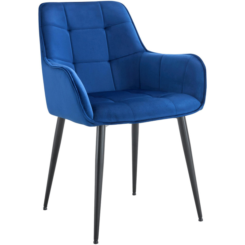 Chaise de salle à manger en velours Ferndale bleu foncé