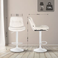 Tabouret de bar Laurel, similicuir blanc