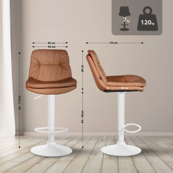 Tabouret de bar Laurel, similicuir marron clair