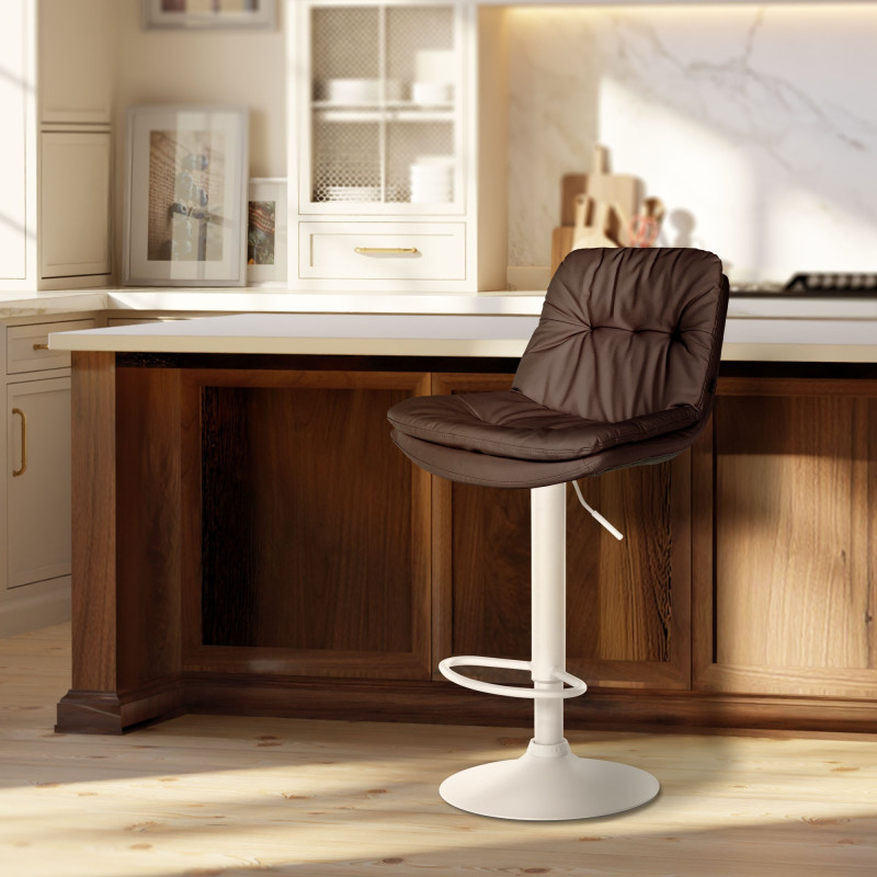 Tabouret de bar Laurel, similicuir brun