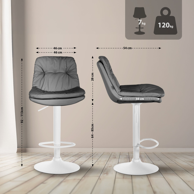 Tabouret de bar Laurel, similicuir gris
