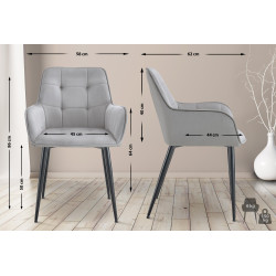 Chaise de salle à manger en velours Ferndale gris clair