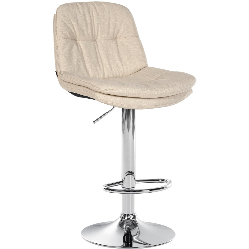 Tabouret de bar Laurel tissu chromé crème