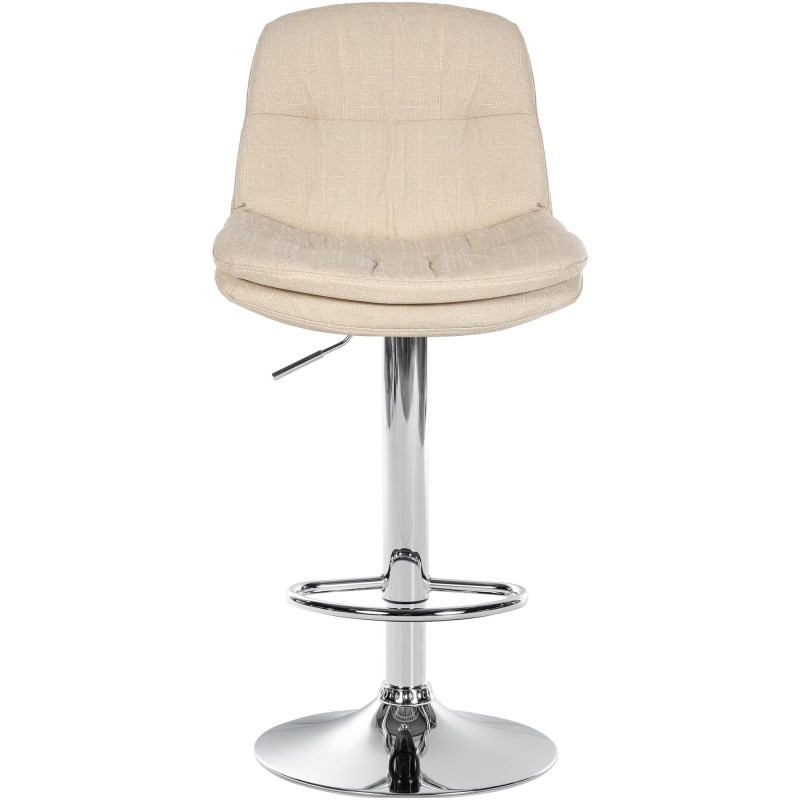 Tabouret de bar Laurel tissu chromé crème
