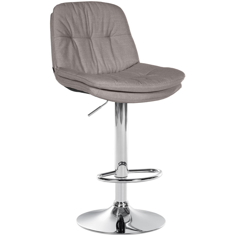 Tabouret de bar Laurel tissu chromé gris
