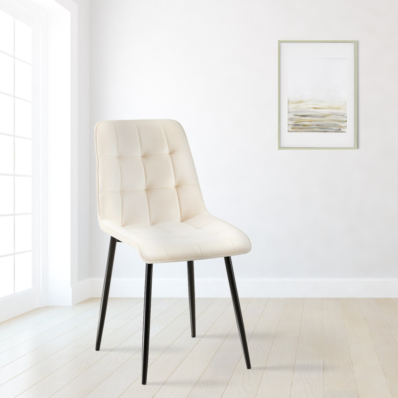 Chaise de salle à manger Gifford en velours crème