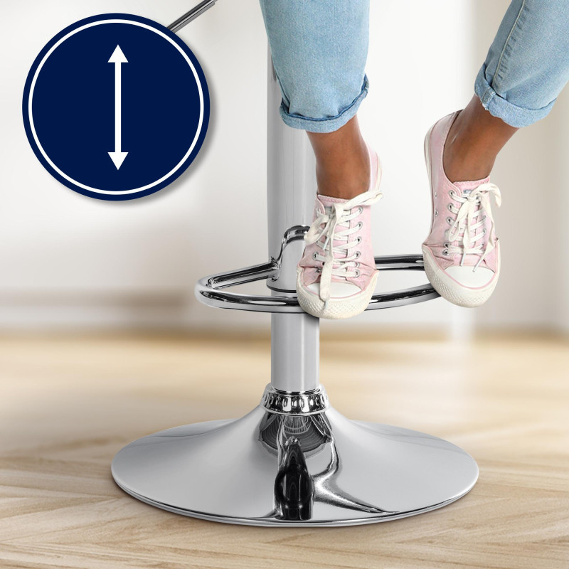 Tabouret de bar Laurel tissu chromé gris foncé