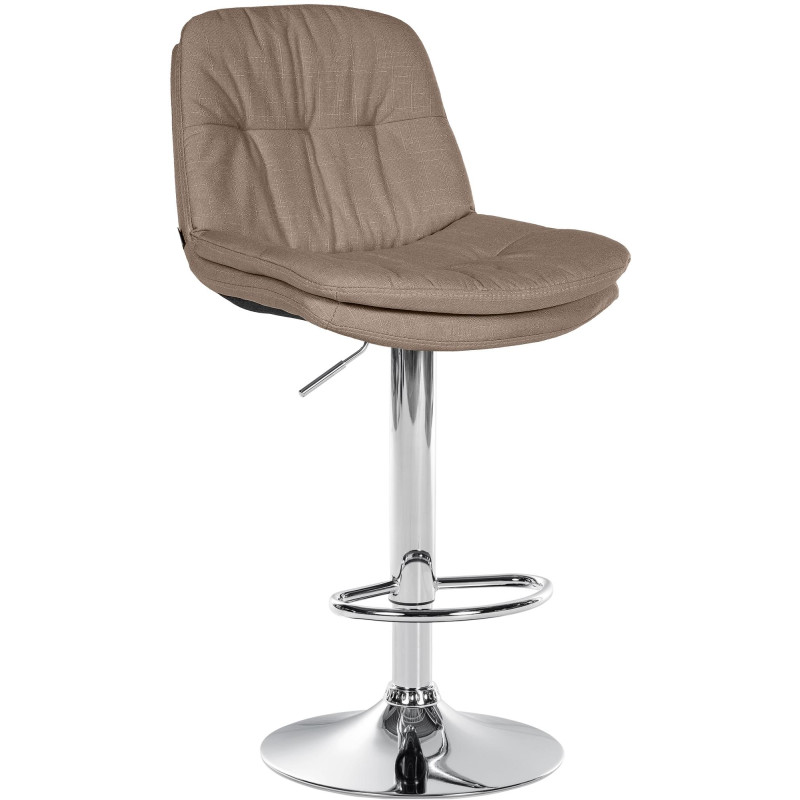 Tabouret de bar Laurel tissu chromé taupe