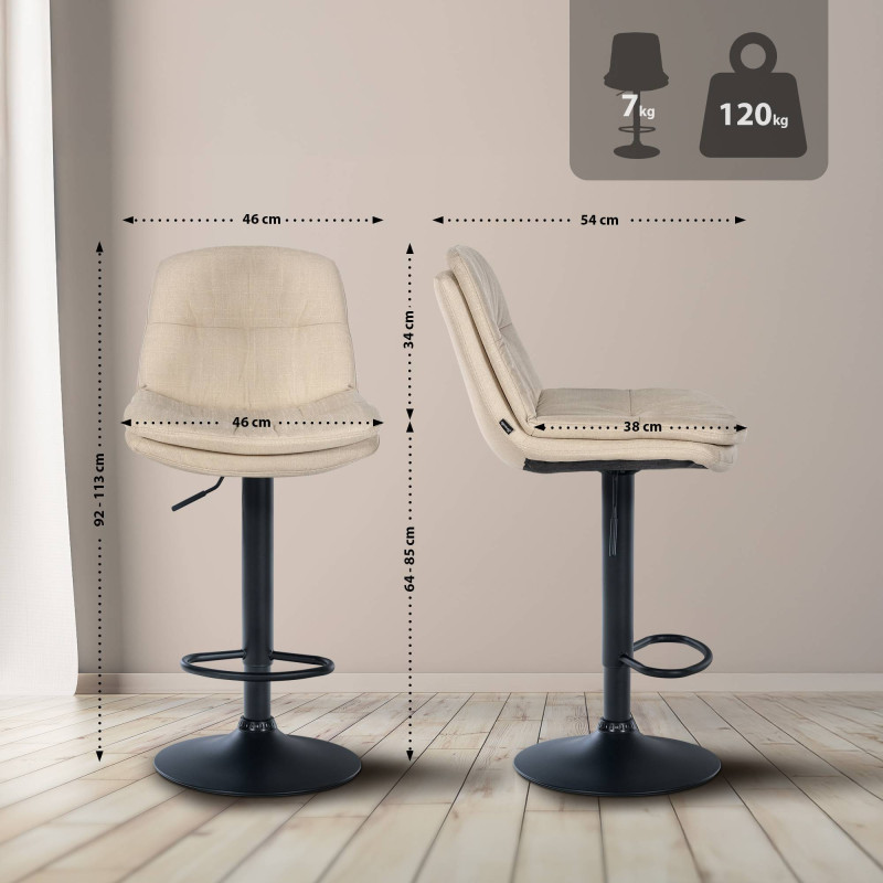 Tabouret de bar Laurel en tissu crème