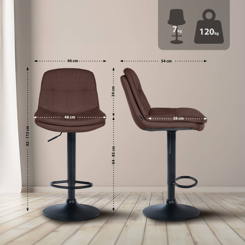 Tabouret de bar Laurel en tissu brun