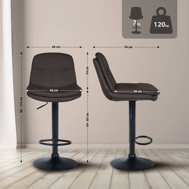 Tabouret de bar Laurel en tissu gris foncé