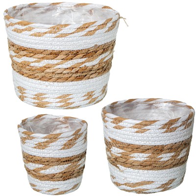 Cache-pot Alexandra House Living Blanc Rotin Fibre naturelle