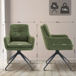 Chaise de salle à manger Pickett en tissu vert