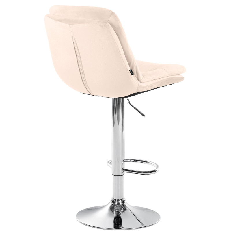 Tabouret de bar chromé en velours Laurel crème