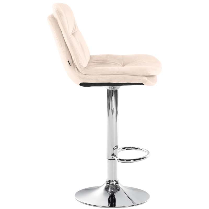 Tabouret de bar chromé en velours Laurel crème